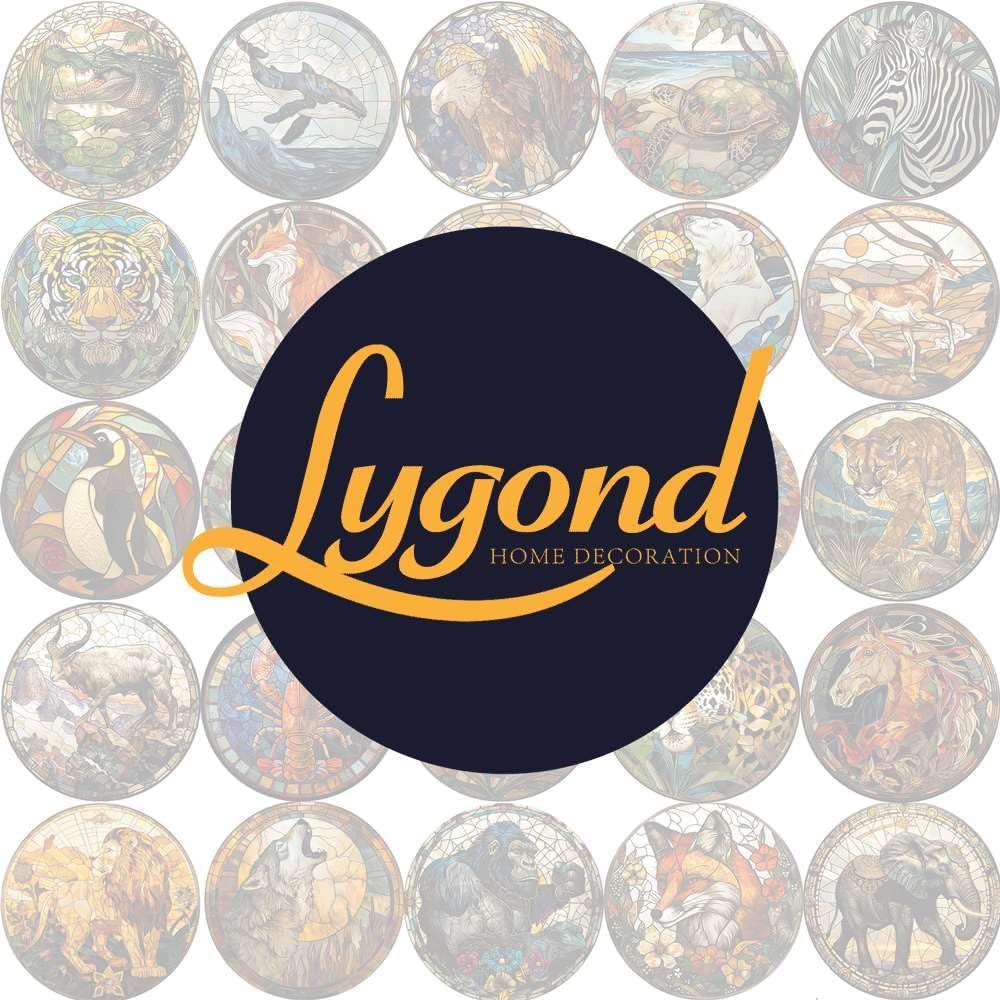 Lygond Metal Sign Tin Sign Circular Stained Glass Polar Bear Bar Signs for Home Decor for Pet 12×12 Inches