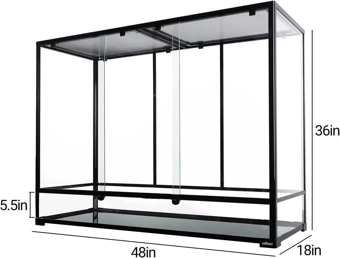 135 Gallon Reptile Terrarium, 48" x 18" x 36" Full Tempered Glass Vertical Reptile Tank,Front Sliding Door with Top Screen Ventilation Reptile Amphibian Tall & Extra-Long Habitat Enclosure Cage