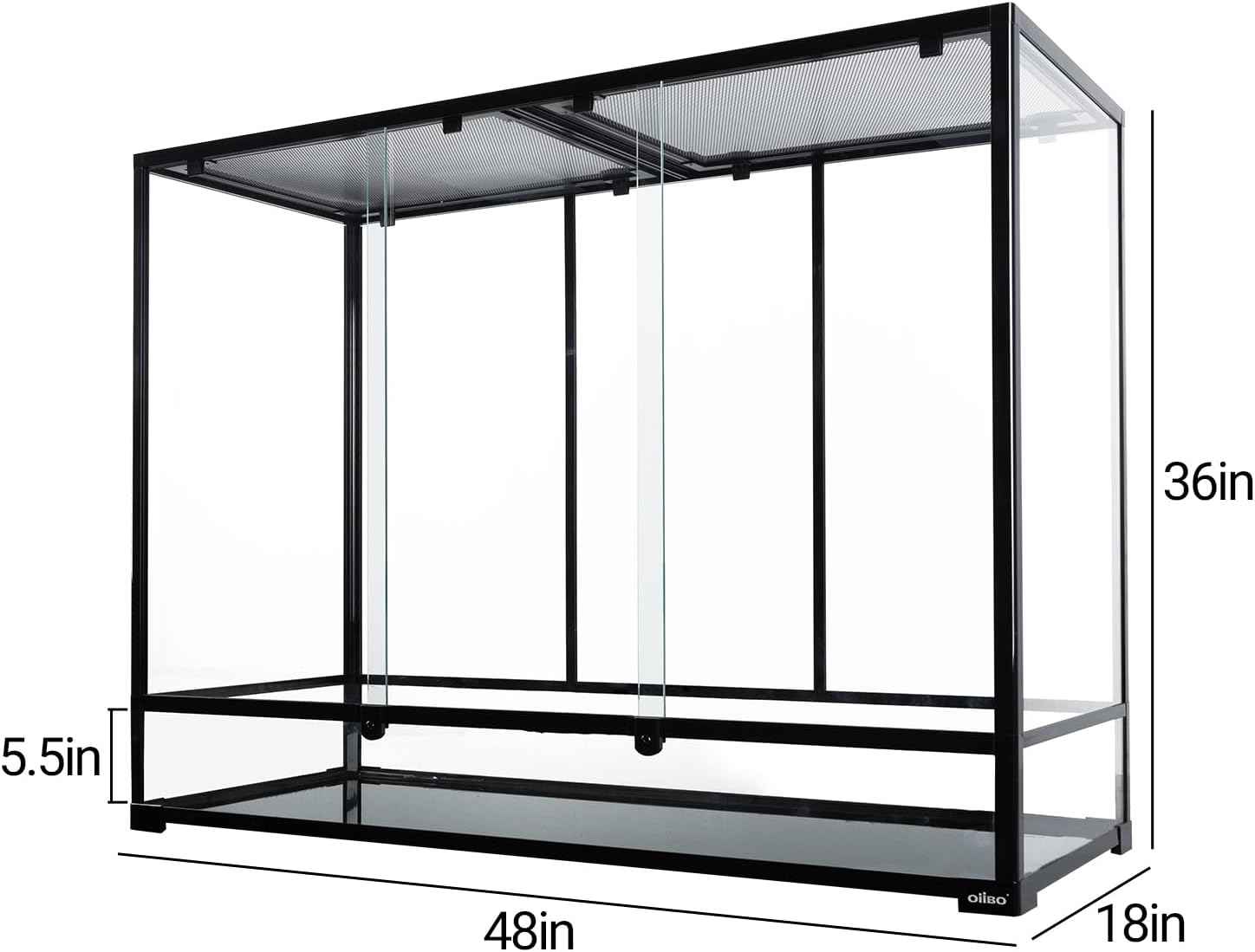 135 Gallon Reptile Terrarium, 48" x 18" x 36" Full Tempered Glass Vertical Reptile Tank,Front Sliding Door with Top Screen Ventilation Reptile Amphibian Tall & Extra-Long Habitat Enclosure Cage
