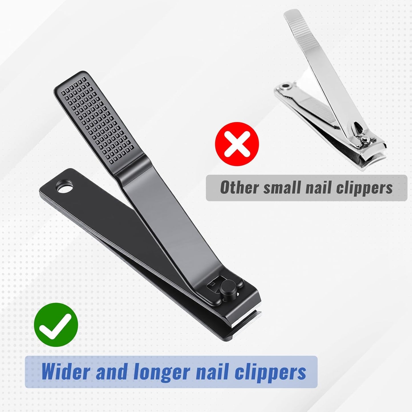 4 Pcs Straight Nail Clipper, Heavy Duty Black Large Fingernail Clippers Straight Edge Stainless Steel Nails Cutters Black Toenails Clippers Set for Thick Nails Men Women