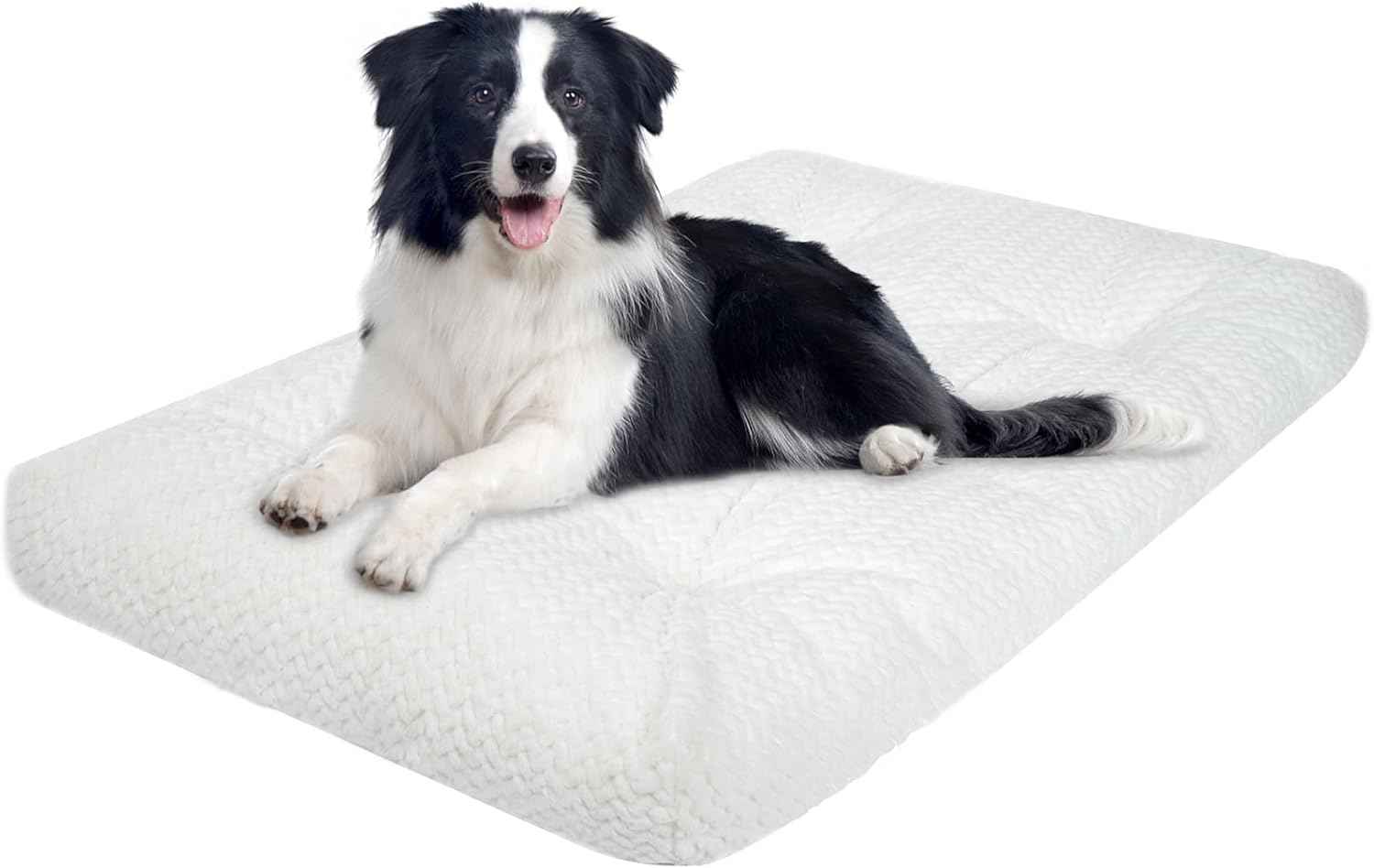 KROSER Deluxe Dog Crate Bed Mat, Soft Crate Pad, Machine Washable Pet Cage Mattress Reversible (Cool & Warm), Kennel Bed for Small to Jumbo Dogs, White