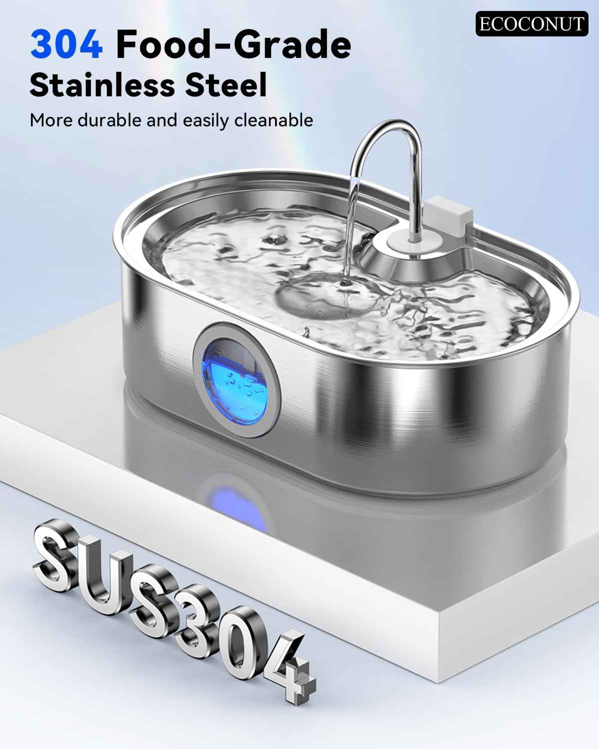 3.4Gal Dog Water Fountain for Large Dogs, 13L Stainless Steel Large Pet Fountain with Deeper & Wider Drinking Area, Automatic Dog Water Bowl Dispenser with Water Window
