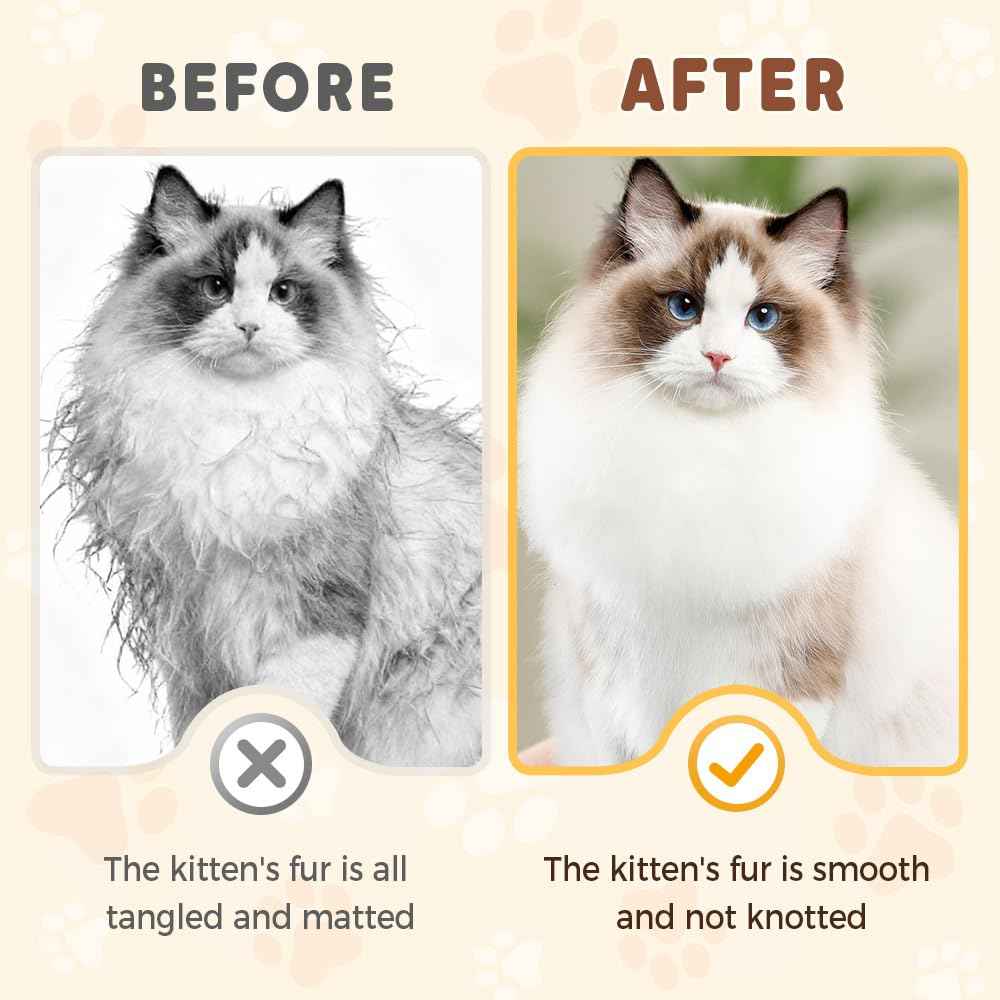 Pet Grooming Brush, 2025 New Self Cleaning Metal Comb, Detangling and Dematting Long, Matted Fur on Cats and Dogs, Easy to Remove Loose Undercoat, One Click Removal (Yellow)