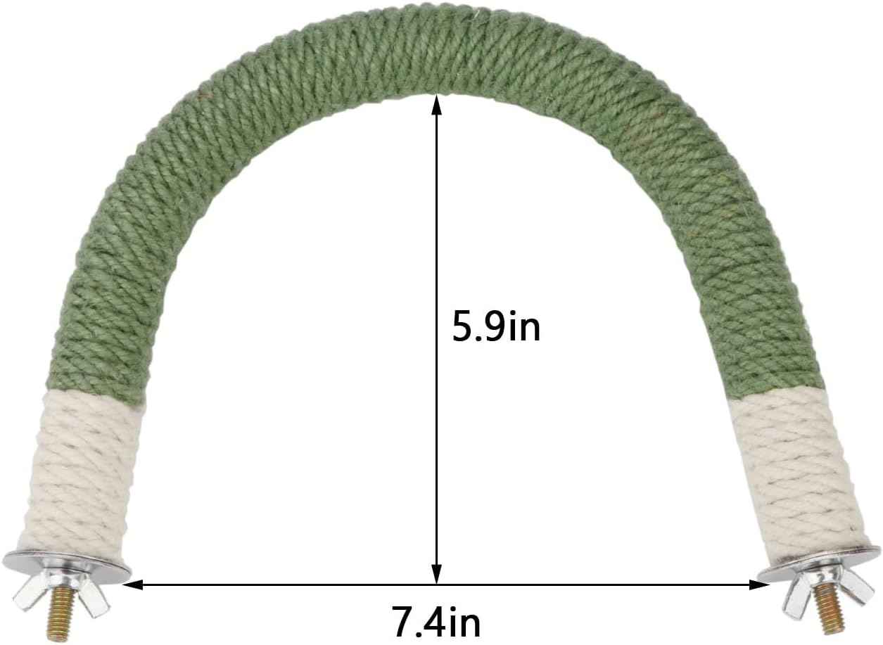 Hypeety Bird Perches Parrot U Shape Natural Wood Hemp Rope Stand Perch Bird Stick Paw Grinding Perch Birdcage Accessories Perch Standing Toy for Budgies Parakeet Cockatiel Conures
