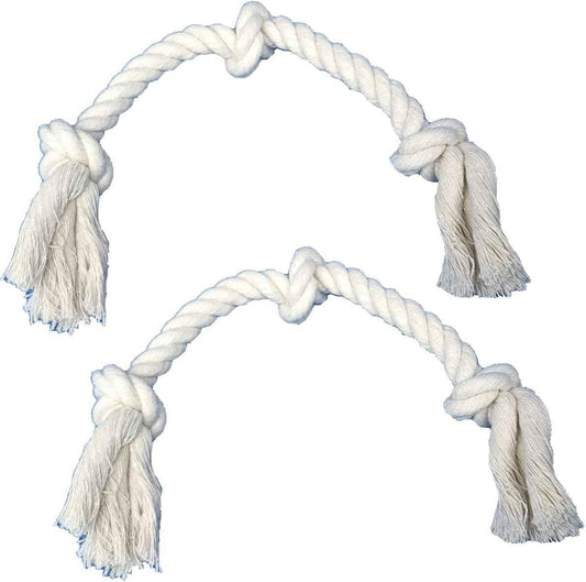 2-Pack 13" Cotton Rope Dog Toys for Small & Medium-Small Dogs – Tug Play, Light Chewing & Teeth Cleaning, Interactive Play, White