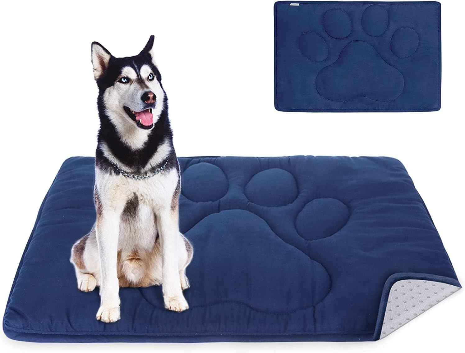 Dog Crate Pad(28"x 42"), Mats for Sleeping, Breathable Crate Bed Kennel Pad,Dark Colored to Hide StainsWashable Dog Bed Crate Mat, Navy