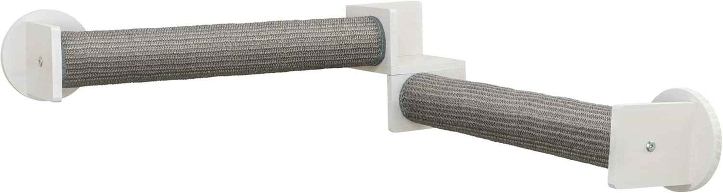 Trixie Cat Wall Furniture Set 5 - Cat Wall Corner Scratcher, Climbing Shelves - 2 Sisal Rope Scratching Posts - Elevated Shelf - Gray/White