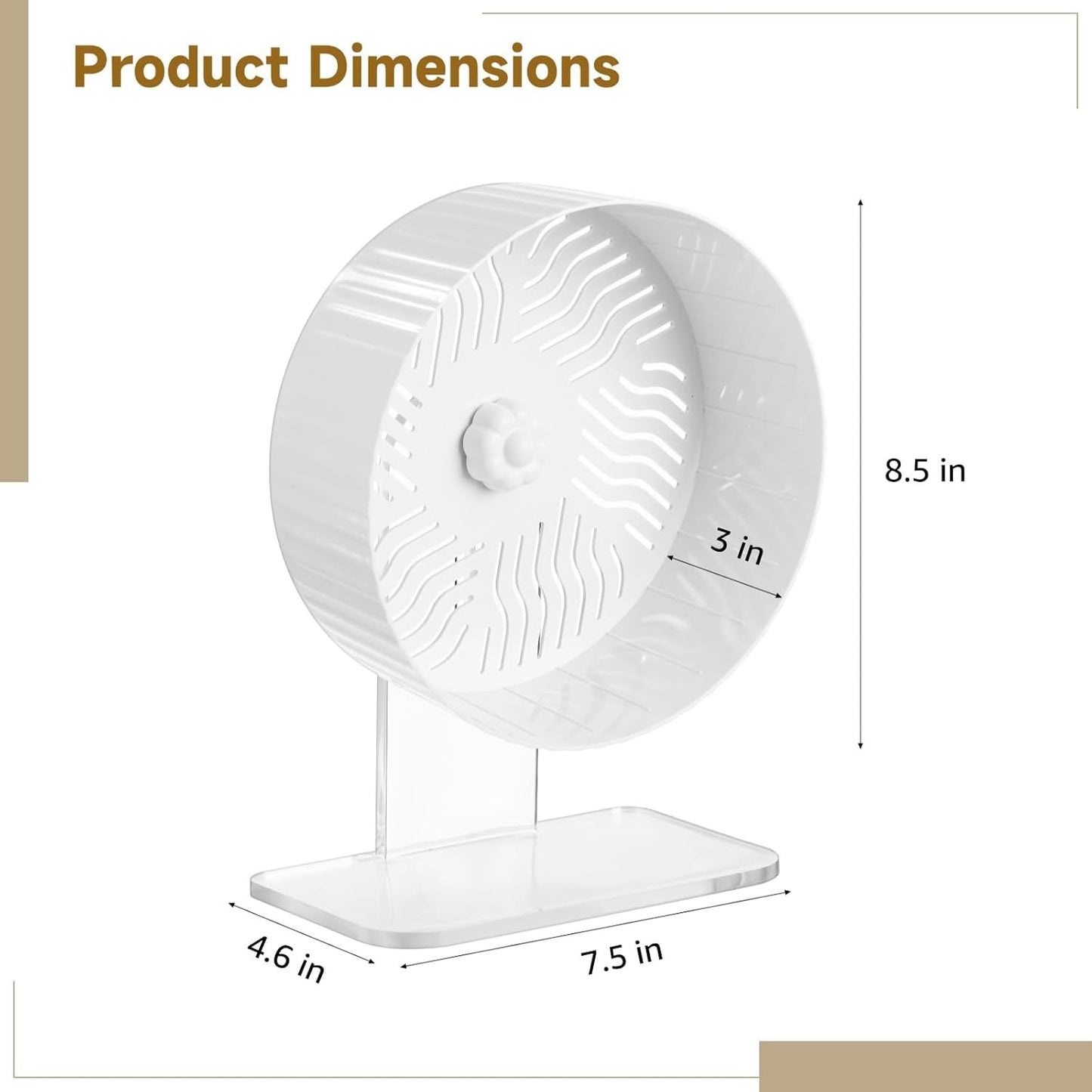 Silent Hamster Wheel, Hamster Exercise Wheel with Adjustable Acrylic Stand, Hamster Exercise Wheel for Gerbil, Syrian & Dwarf, Chinchilla and More Small Animal Hamster Running Wheels (8.2 in)