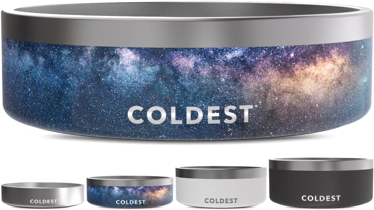 Coldest Dog Bowl - Anti Rust Metal, Non Slip, 3 Layers Insulated Stainless Steel Dog Bowls - Spill Proof & Heavy Duty - Water Bowl for Dogs, Cats & Pets, Dish Washer Safe (42 oz, Into The Beyond)