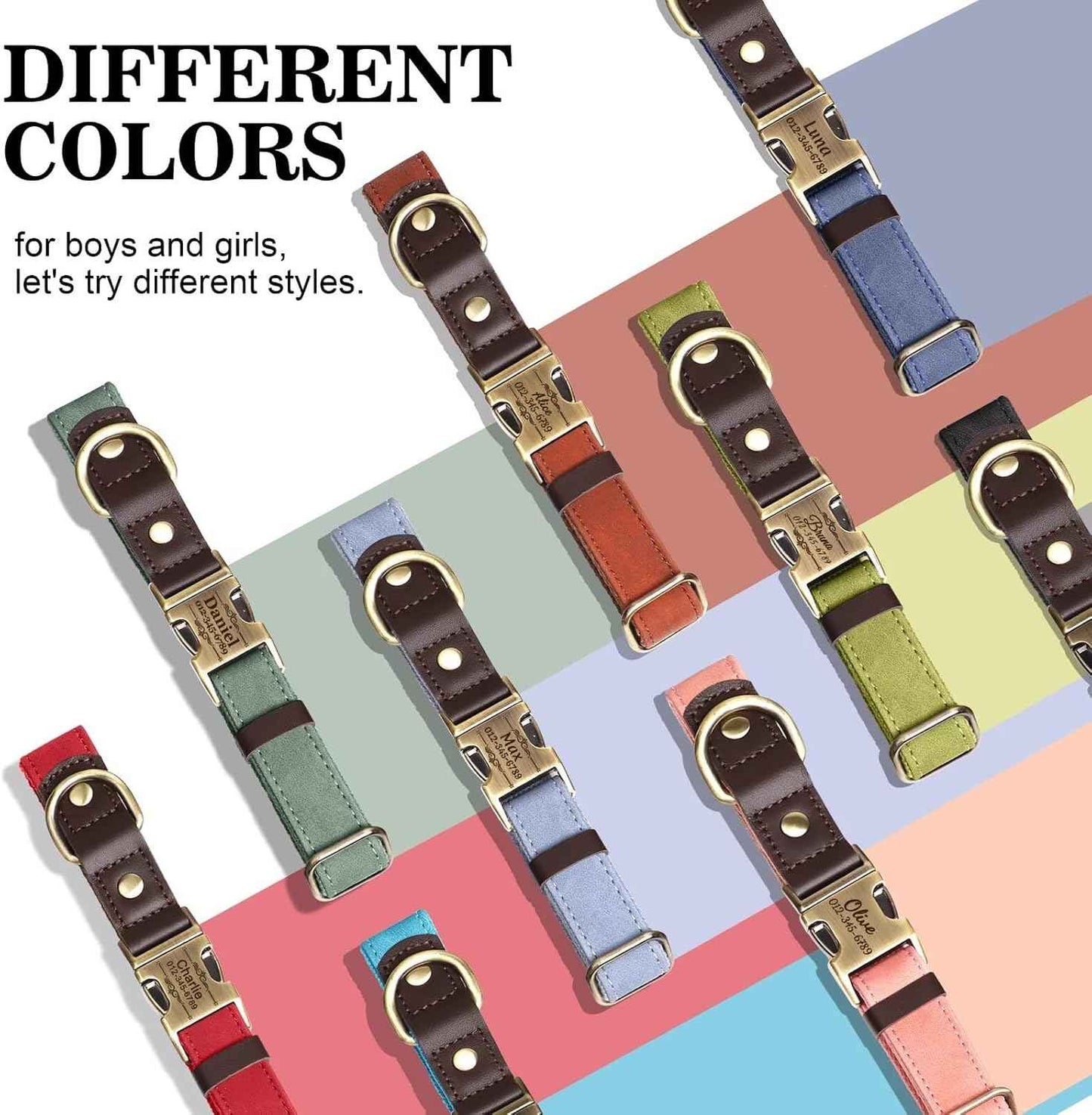 PET ARTIST Personalized Dog Collars, Custom PU Leather Dog Collar with Name&Phone Number, Engraved Dog Collar for Large Dogs, Adjustable Durable Collar with Quick Release Metal Buckle, Pink,XL