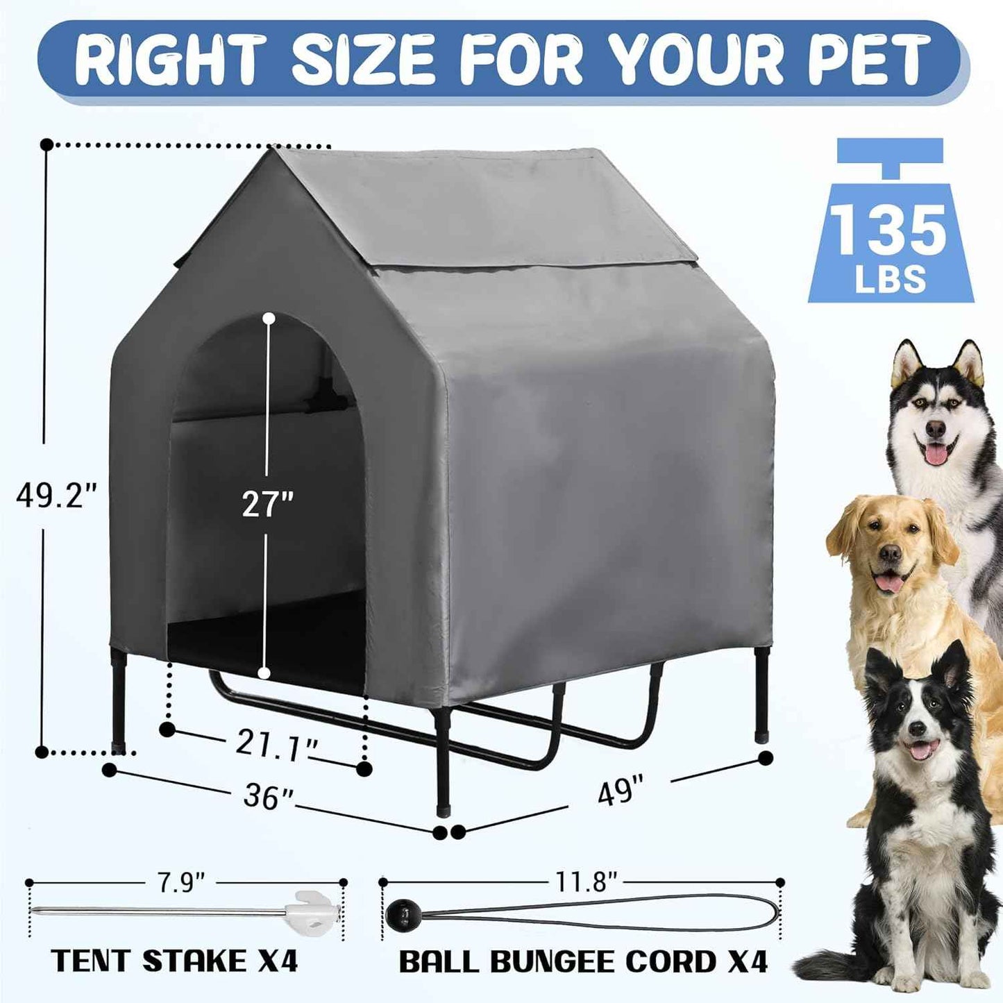 42" Dog House Outdoor for Extra Large Dogs