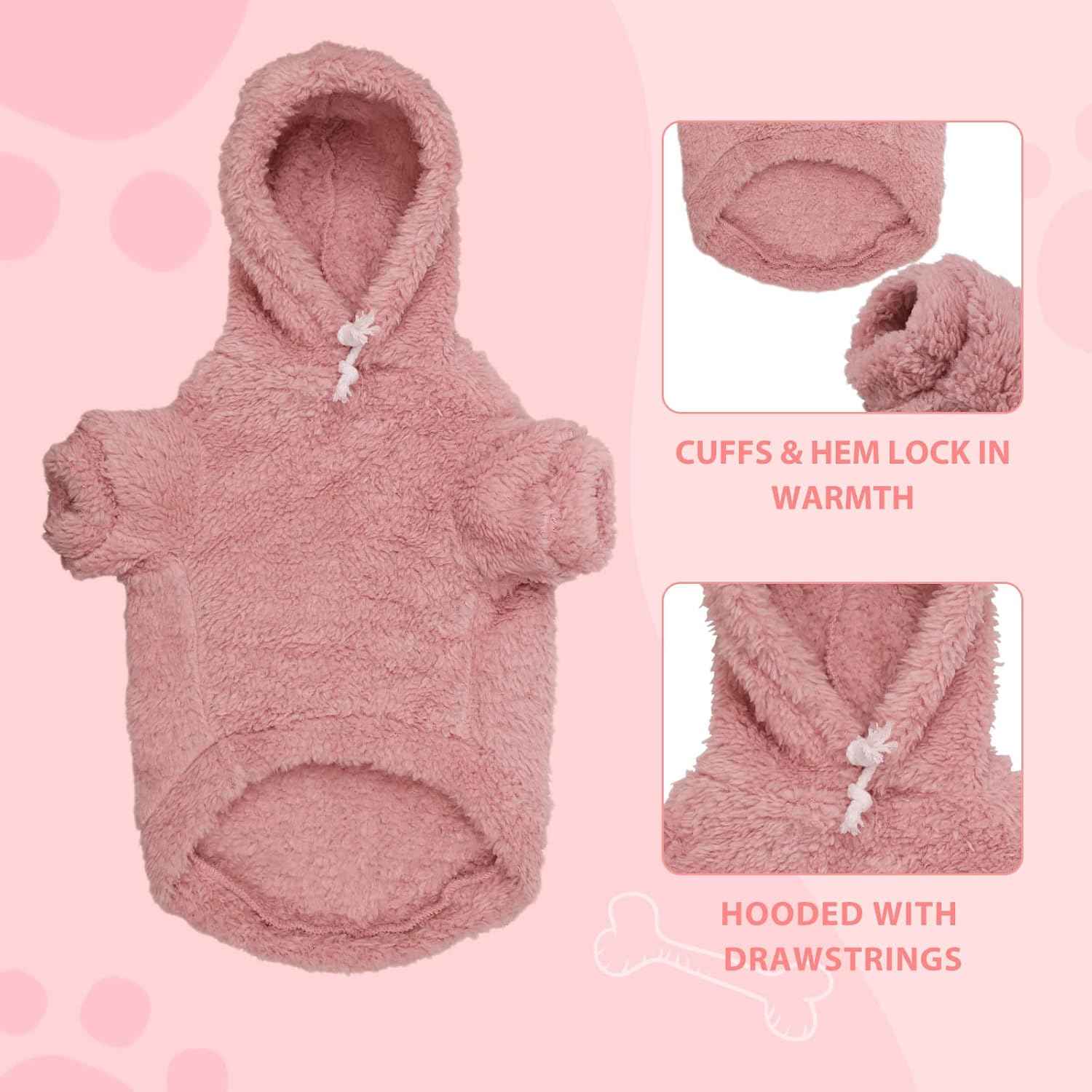Fuzzy Dog Sweaters for Large Dogs Pet Hoodie Clothes Warm Soft Pet Coats Hooded Sweatshirt Dog Hoodie for Large Dogs(Pink-L)