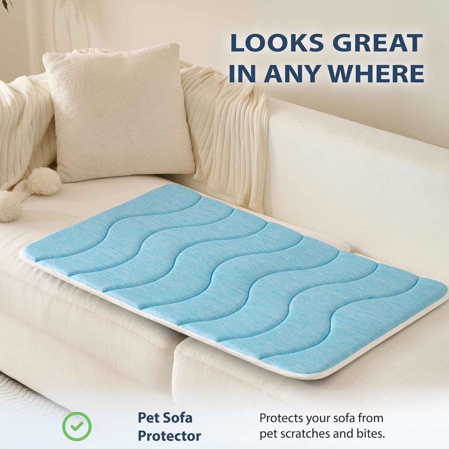 MICROCOSMOS 0.8" Thick Cooling Dog Foam Pad & Summer Pet Sleeping Mat, Machine Washable, Materials Safe, Portable Flat Pet Bed for Dogs.(Sky Blue, 42" x 28")