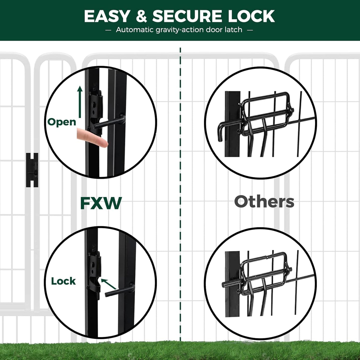 FXW Rollick Unleashed Dog Playpen for Indoor, Yard, RV Camping, 50 inch 24 Panels for Large Dogs, Black│Patented