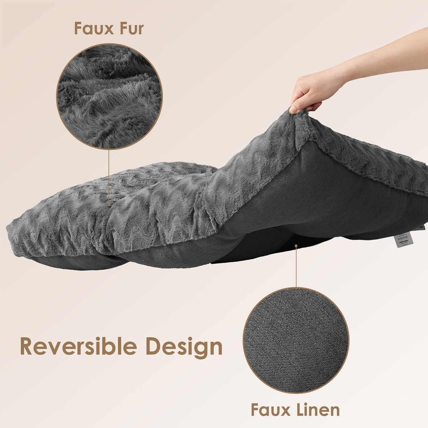 EHEYCIGA Washable Large Dog Bed for Crate 35x23 Inch, Reversible Kennel Pad for Dogs Weight Up to 45 lbs, Plush and Comfy Pet Sleeping Mat, Charcoal