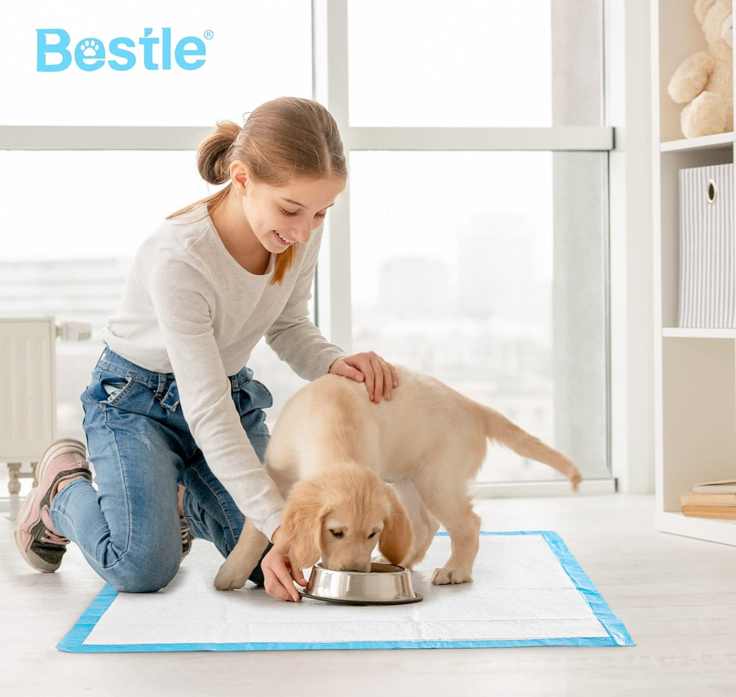 Large Pet Training and Puppy Pads Pee Pad for Dogs 24"x24"-80 Count Super Absorbent & Leak-Proof