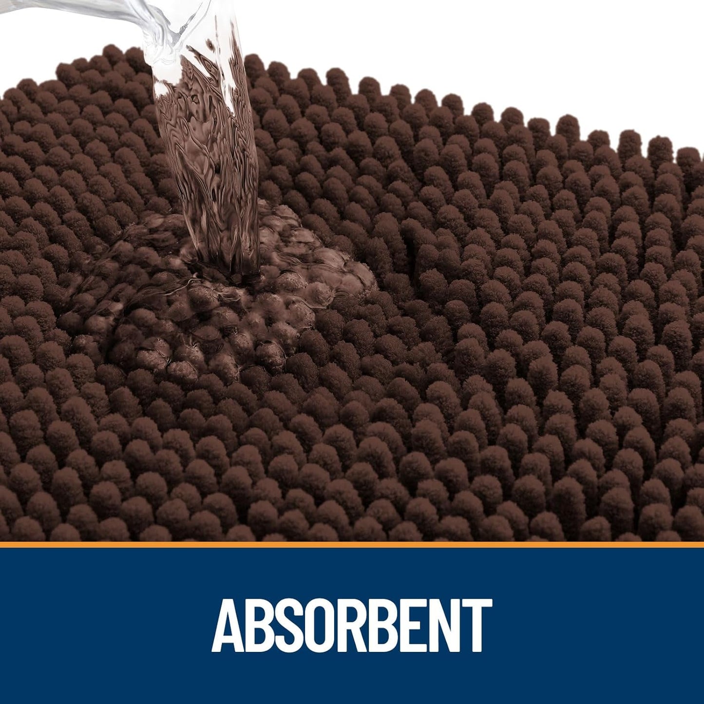 OLANLY Dog Door Mat for Muddy Paws 70x35, Absorbs Moisture and Dirt, Absorbent Non-Slip Washable Doormat, Quick Dry Chenille Mud Mat for Dogs, Entry Indoor Entryway Carpet for Inside Floor, Brown