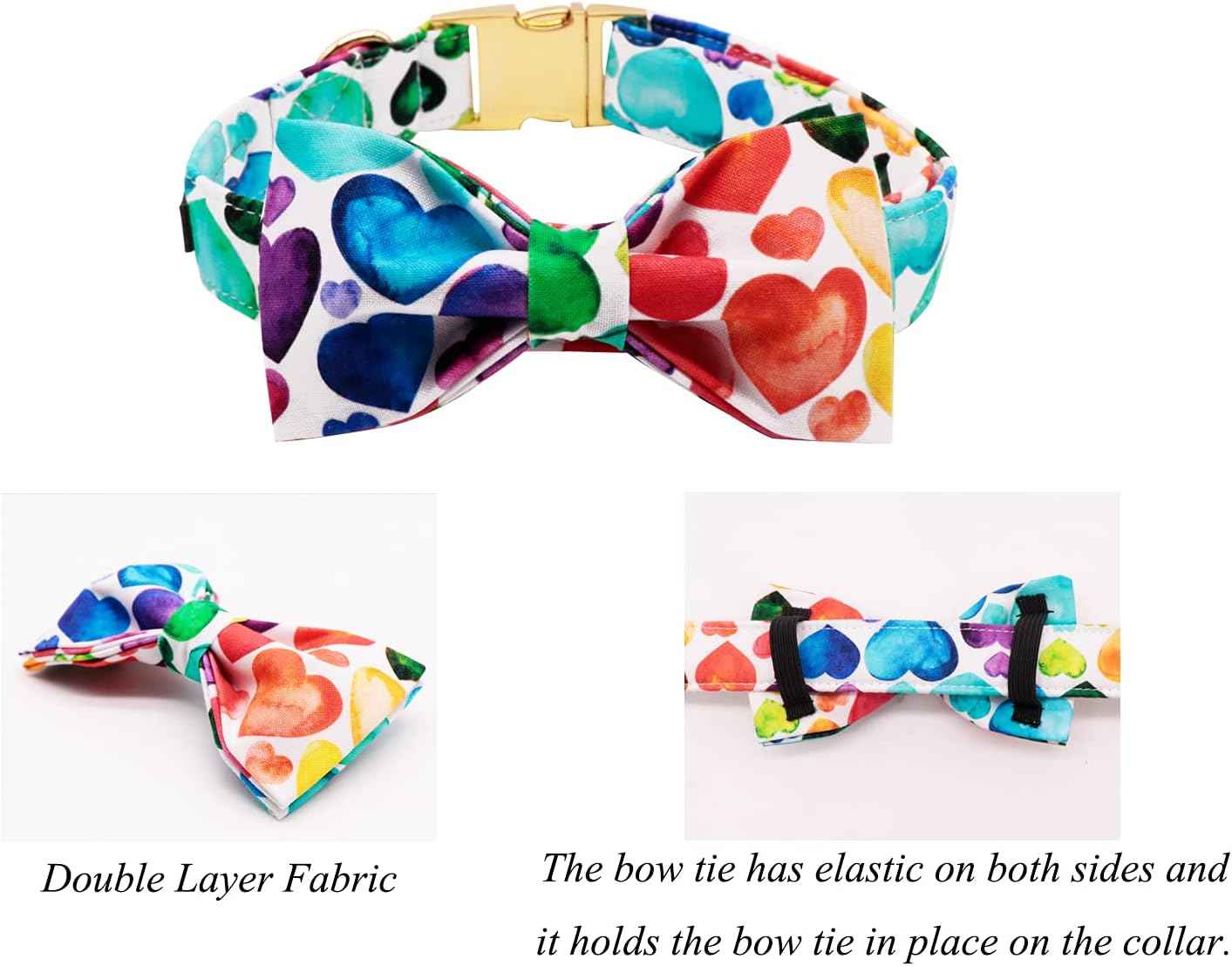 Lionet Paws Valentine's Day Dog Collar with Bowtie, Soft and Comfortable, Adjustable Collar for X-Large Dogs, Neck 16-26 inches