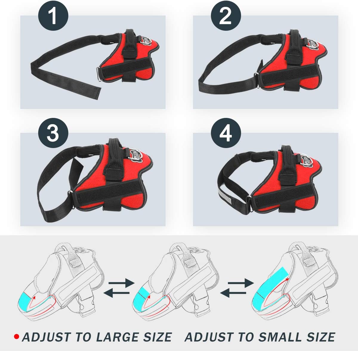 Bolux Dog Harness, No-Pull Reflective Dog Vest, Breathable Adjustable Pet Harness with Handle for Outdoor Walking - No More Pulling, Tugging or Choking (Red, XS)