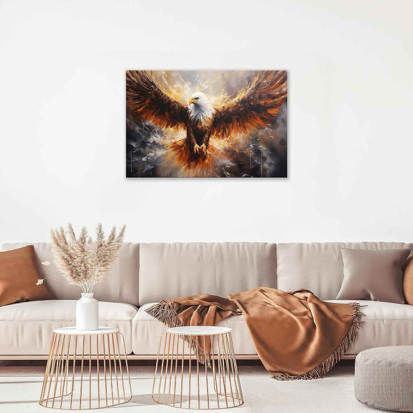 Bald Eagle Animal Large Canvas Flying Bird Wildlife Oversize Wall Art Living Room Big Wings Kitchen Pictures Framed Prints Aesthetics Wall Decor Painting Artwork for Bedroom Dining Office Home 24"x16"