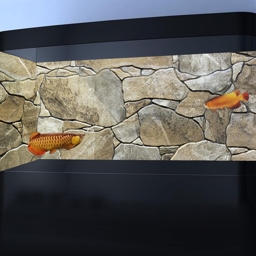 36X20IN Marble Aquarium Background, Art Marble Aquarium Background, Natural Marble Glass Terrarium Background with 8 EVA Double-Sided Tape