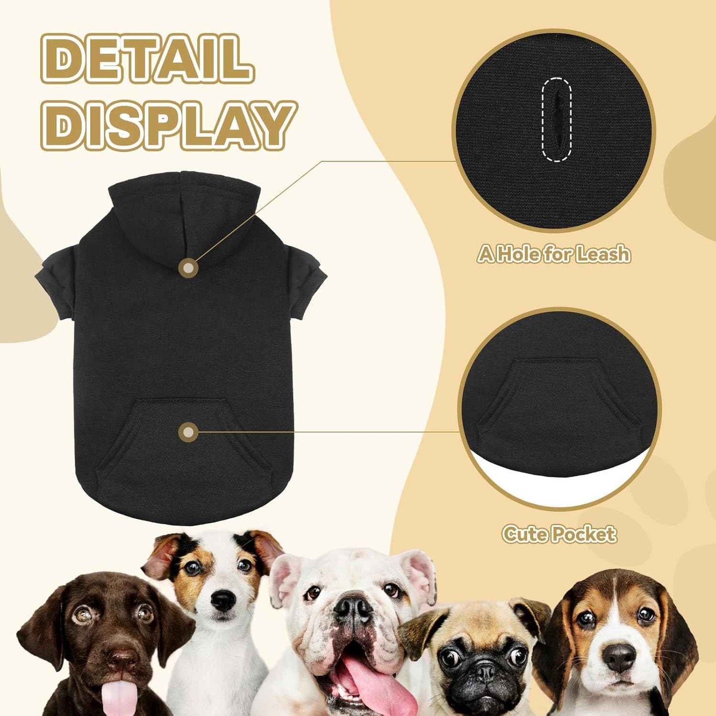 Dog Sweaters for Large Dogs Dog Hoodie Fleece Sweater Soft Clothes Sweatshirt with Pocket Hoodie for Large Dogs(Black&XXL)