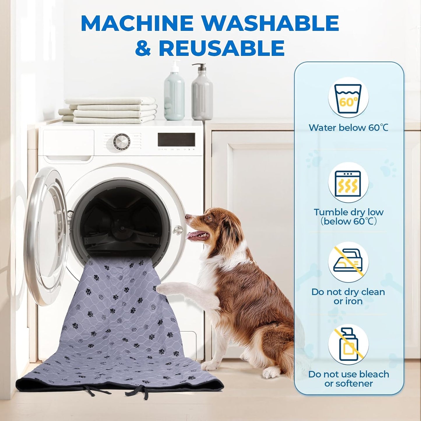 Fostanfly Washable Pee Pads for Dogs, 72"x72"-2 Pack Extra Large Reusable Potty Pads for Floor, Non-Slip Waterproof Pet Playpen Mat for Puppy/Senior Dog Whelping Incontinence