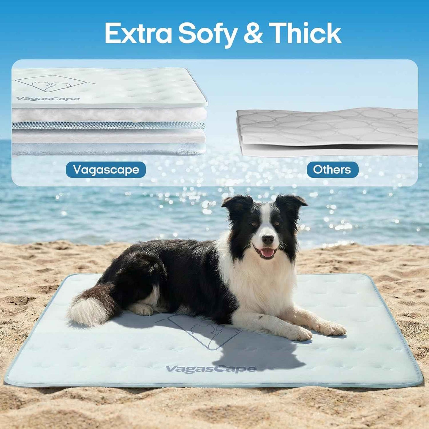 Vagascape Dog Cooling Mat 3.0 Double-Sided Usable, Thick Durable Pet Cooling Mat for Extra Large Pet, 35" x 23" Washable Cooling Mat for Dog Outdoor and Indoor