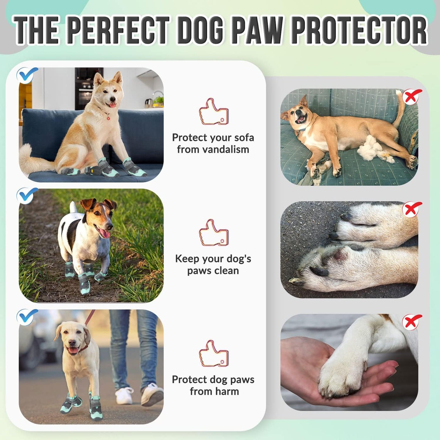 SlowTon Dog Shoes for Large Small Medium Dogs - Breathable Dog Boots for Summer Hot Pavement, Paw Protector for Outdoor Walking Winter Snow, Anti-Slip Rubber Dog Booties for Hardwood Floor (GR, 5)