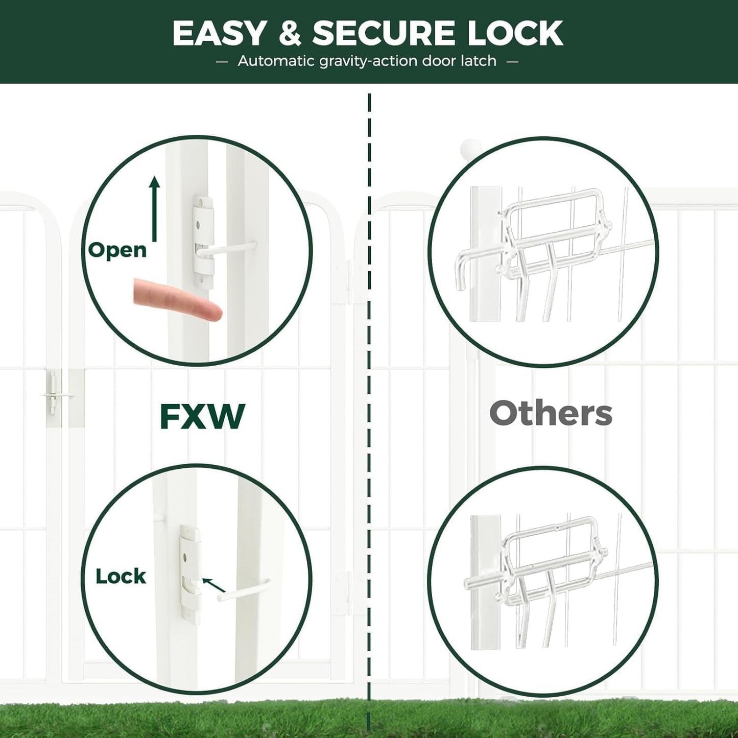 FXW Rollick Unleashed Dog Playpen for Indoor, Yard, RV Camping, 45 inch 32 Panels for Large Dogs, White│Patented