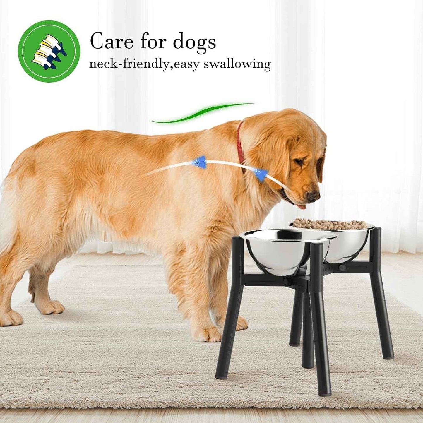 SHAINFUN Adjustable Dog Bowl Stand for Large & Medium Breeds, Raised Dog Food & Water Bowl Holder, Fits 7-10.6" Wide Bowls, 11" Tall, 2-in-1 Design Tall Dog Food Bowl Stand, Bowl Not Included