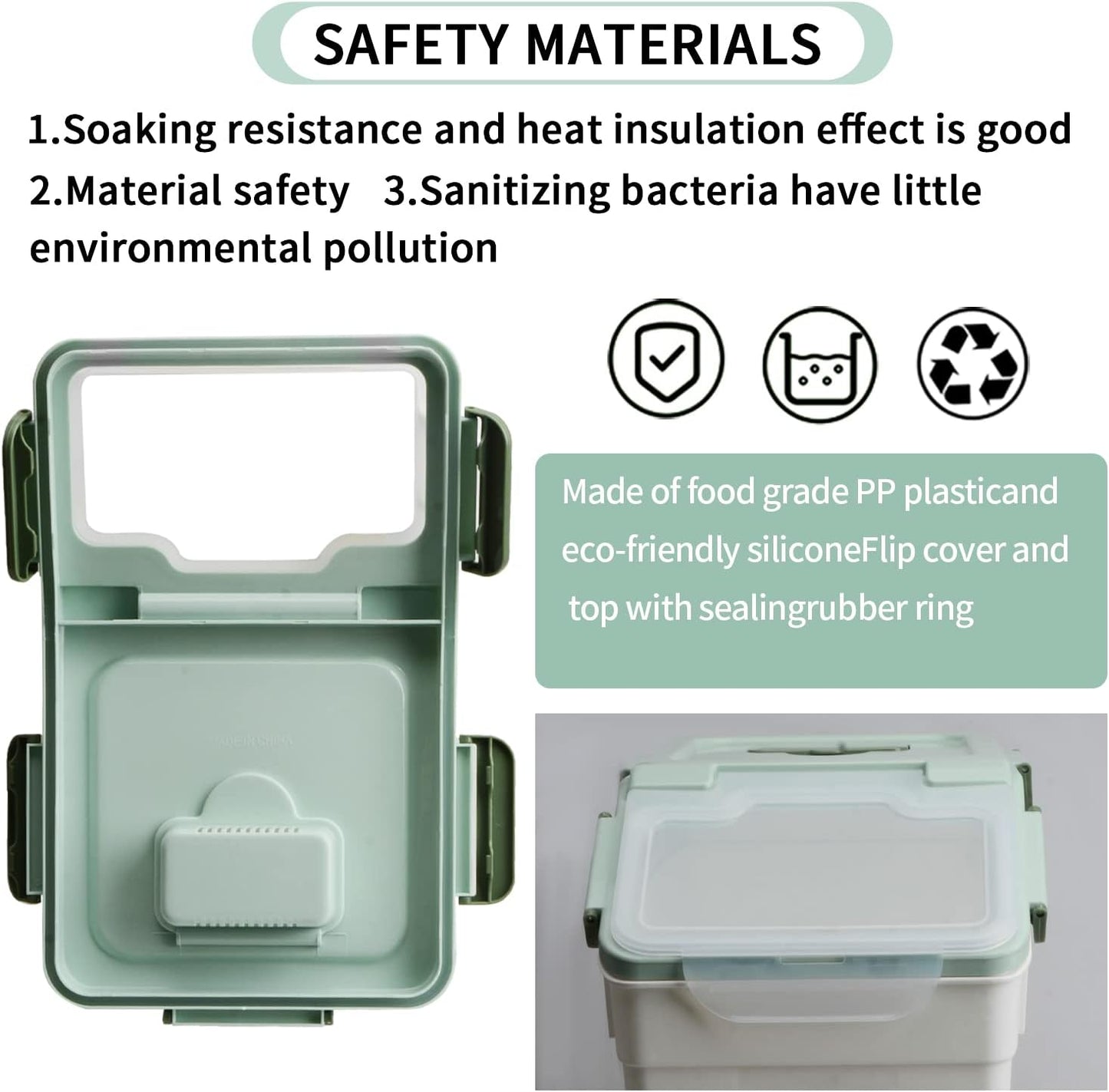 AnRui Airtight Flour Storage Container 25lb, Plastic Grain Storage Bucket, Rice Cereal Dispenser Organizer Box with Lid, Cat Dog Food Storage Bin with Measuring Cup, Scoop, Wheels, 2Pcs Green