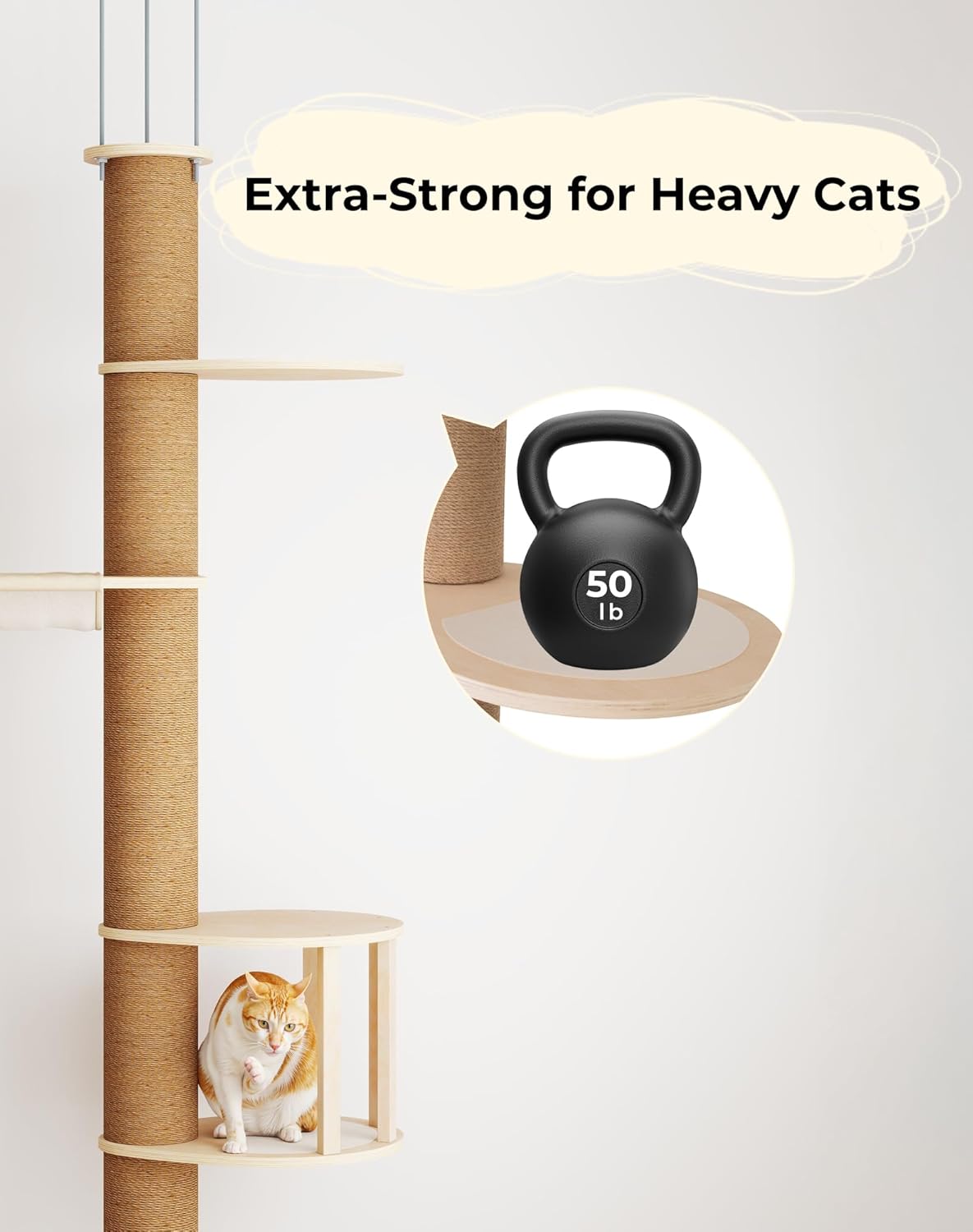 COZIWOW Floor to Ceiling Cat Tree, Tall Cat Tower with Lots of Scratching Posts, Designed for Large Cats, Indoor Cat Furniture Suitable for All Cat Sizes