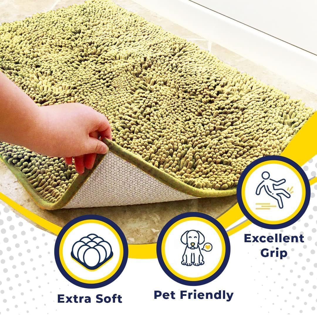 Muddy Mat® Original Dog Door Mat for Muddy Paws, Super Absorbent Microfiber, Non-Slip Washable Pet Rug, Quick Dry Chenille Entryway Carpet, Machine Washable Indoor Outdoor mat, Yellow 18"x28"