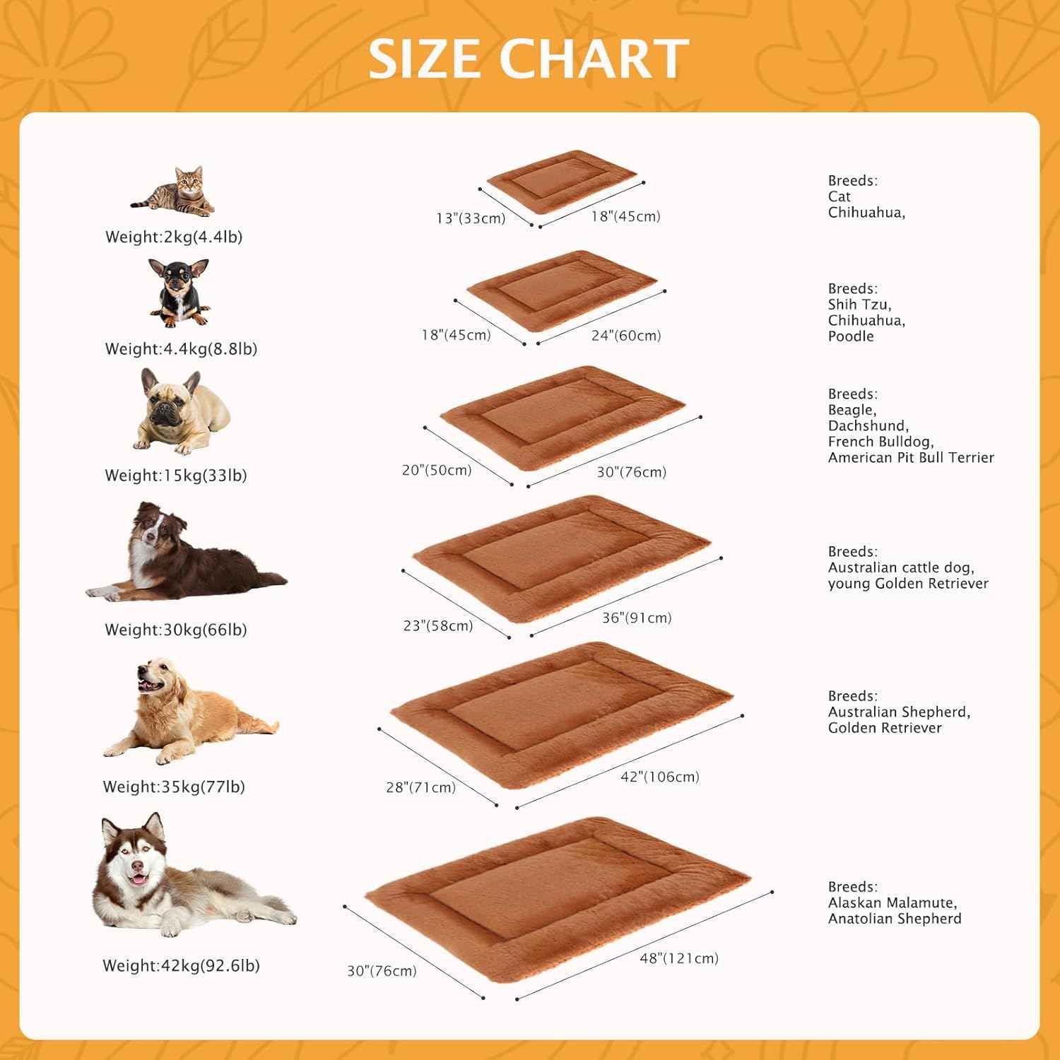 Reversible Dog Bed Mat with Plush and Corn Velvet,Soft Warm Pet Cushion, Dual Purpose Washable Sleeping Mattress Bed for Small Medium Large Dog and Cat XB004 (42"x28", Orange)