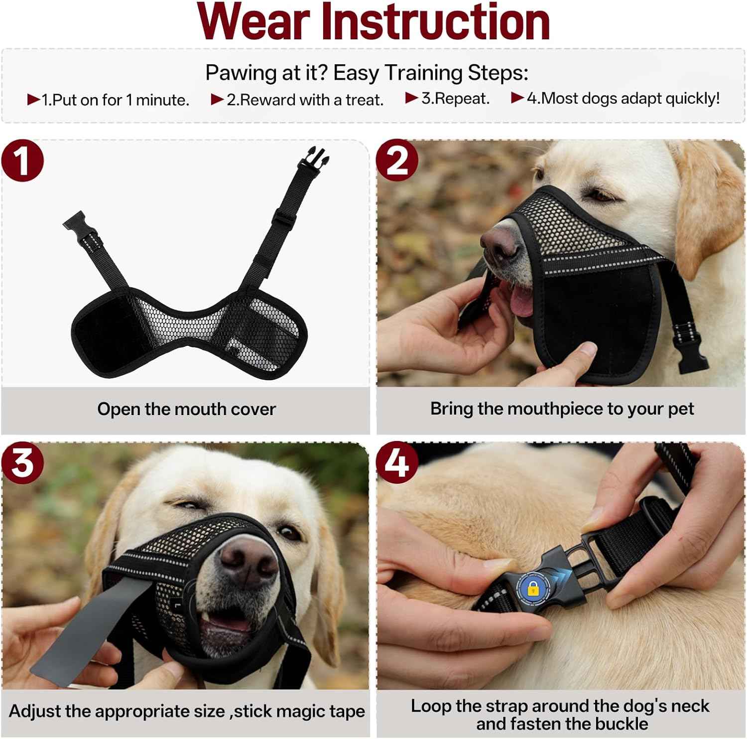 Pezluxe 2-Pack Dog Muzzle, Soft Air Mesh Muzzle Anti Biting Barking Chewing, Secure & Breathable Drinkable Pets Muzzles with Adjustable Strap, for Small Medium Large Dogs (Black-S)