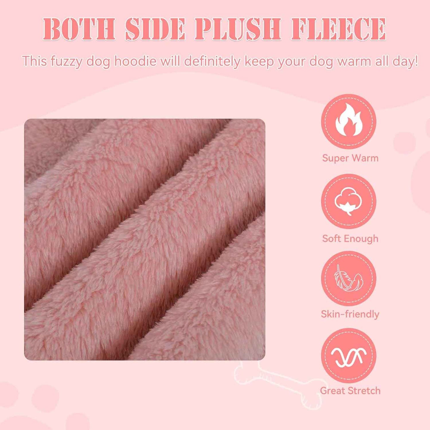Fuzzy Dog Sweaters for Medium Dogs Dog Hoodie Sweater Clothes Warm Soft Cozy Pet Coats Hooded Sweatshirt Medium Pet Hoodie(Pink-M)
