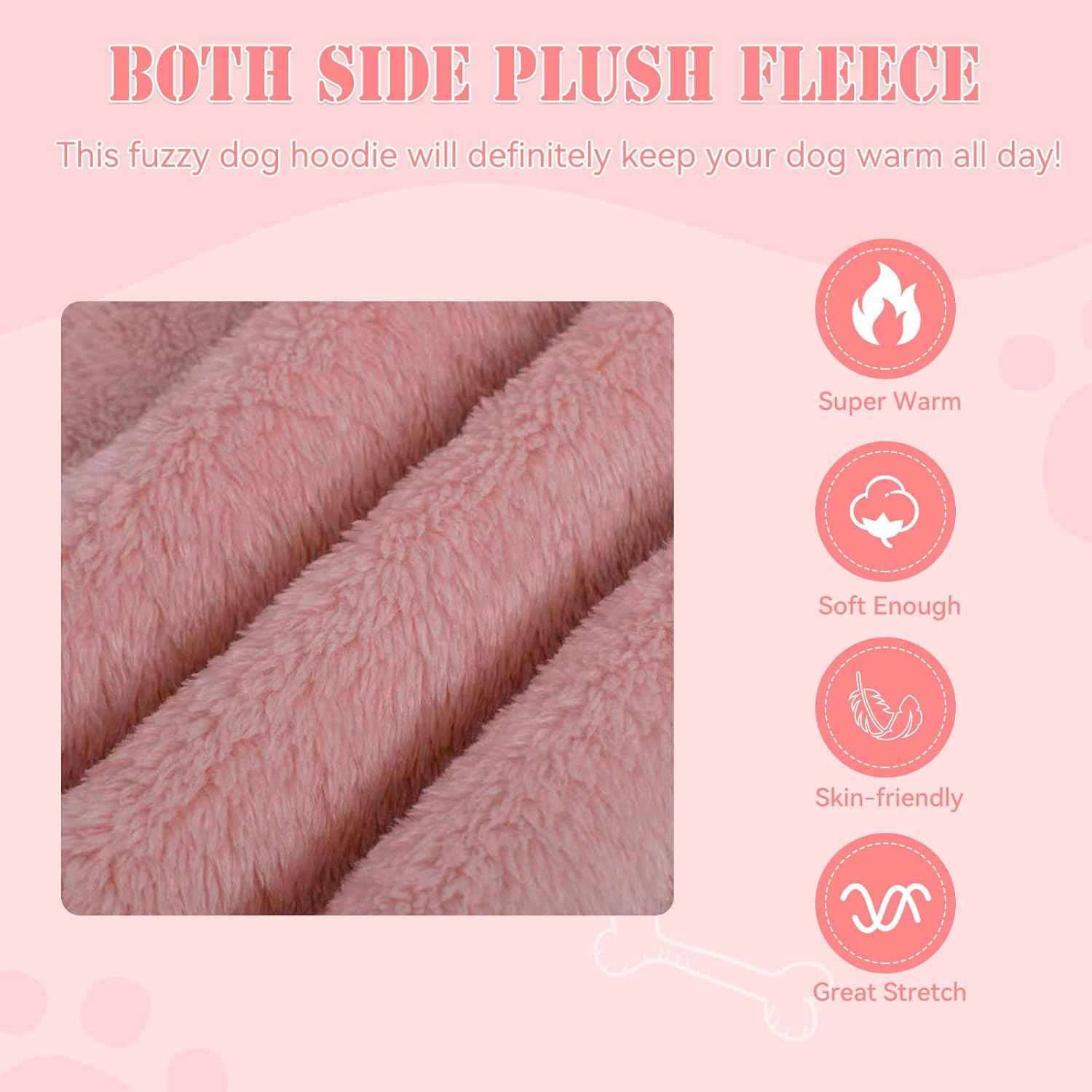 Fuzzy Dog Sweaters for Medium Dogs Dog Hoodie Sweater Clothes Warm Soft Cozy Pet Coats Hooded Sweatshirt Medium Pet Hoodie(Pink-M)