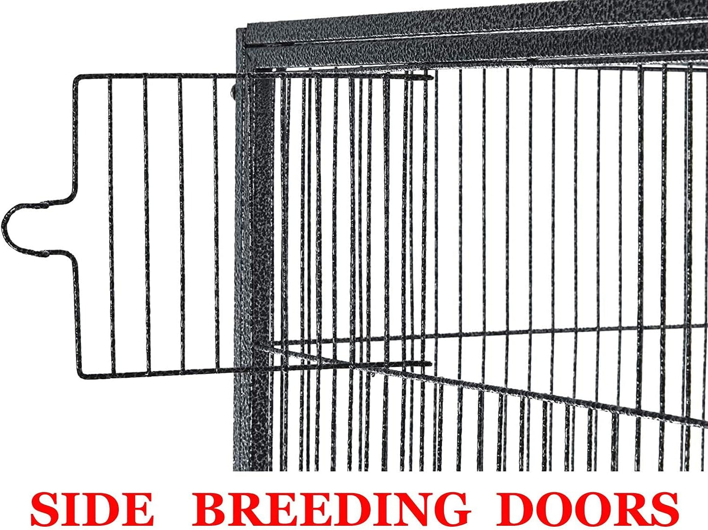 Extra Large Double Birdhouse Treehouse Bird Flight Parrot Center Divider Cage Feeder Doors Side Breeding Doors Easy Clean Pull Out Tray with Detachable Rolling Stand