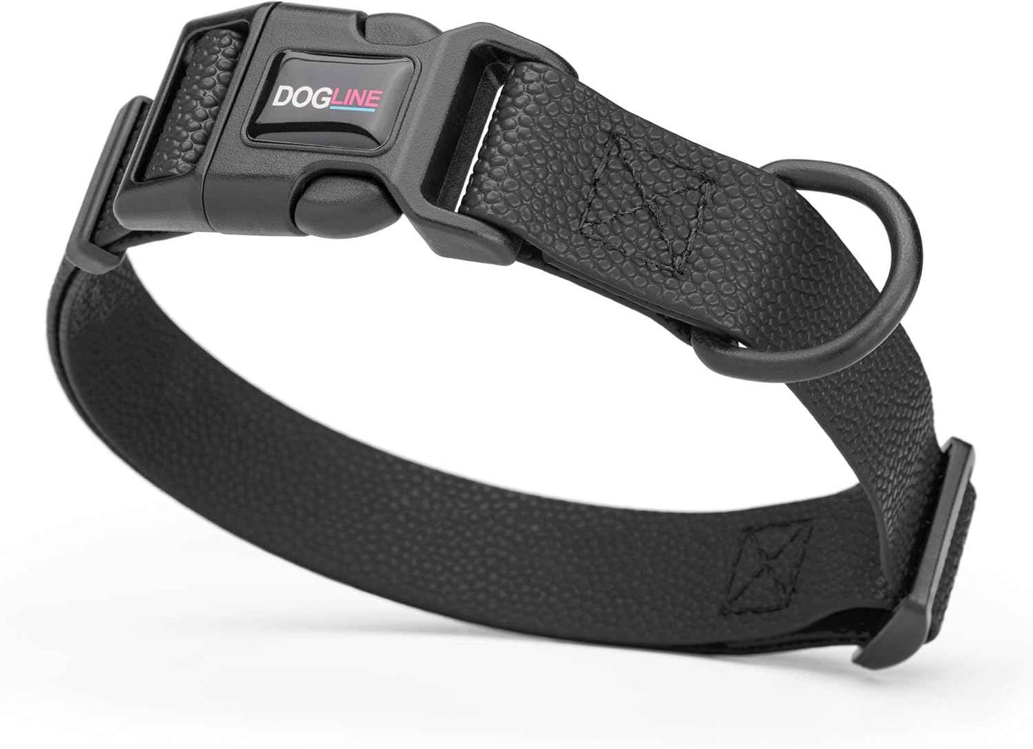 Waterproof BioThane Dog Collar with Pebble Emboss - Quick Release Buckle, Odor Resistant, Durable & Easy Clean Design for Everyday Wear and Outdoor Use, Made in USA (Black, W 1" L 15-25")
