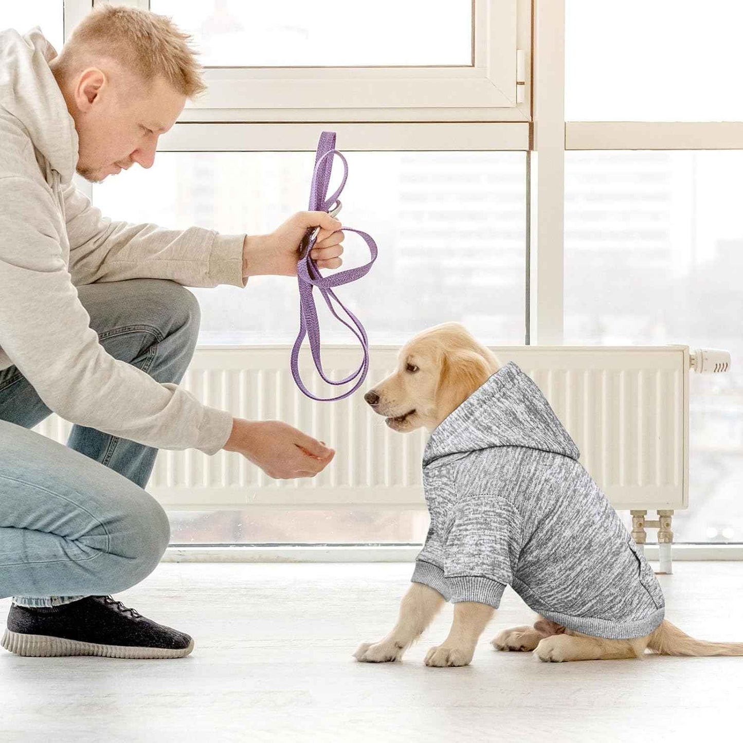 Dog Sweaters for Small Dogs Dog Hoodie Fleece Dog Sweater Soft Dog Clothes Sweatshirt with Pocket Dog Hoodie for Small Dogs Puppy Sweater(Grey&XS)