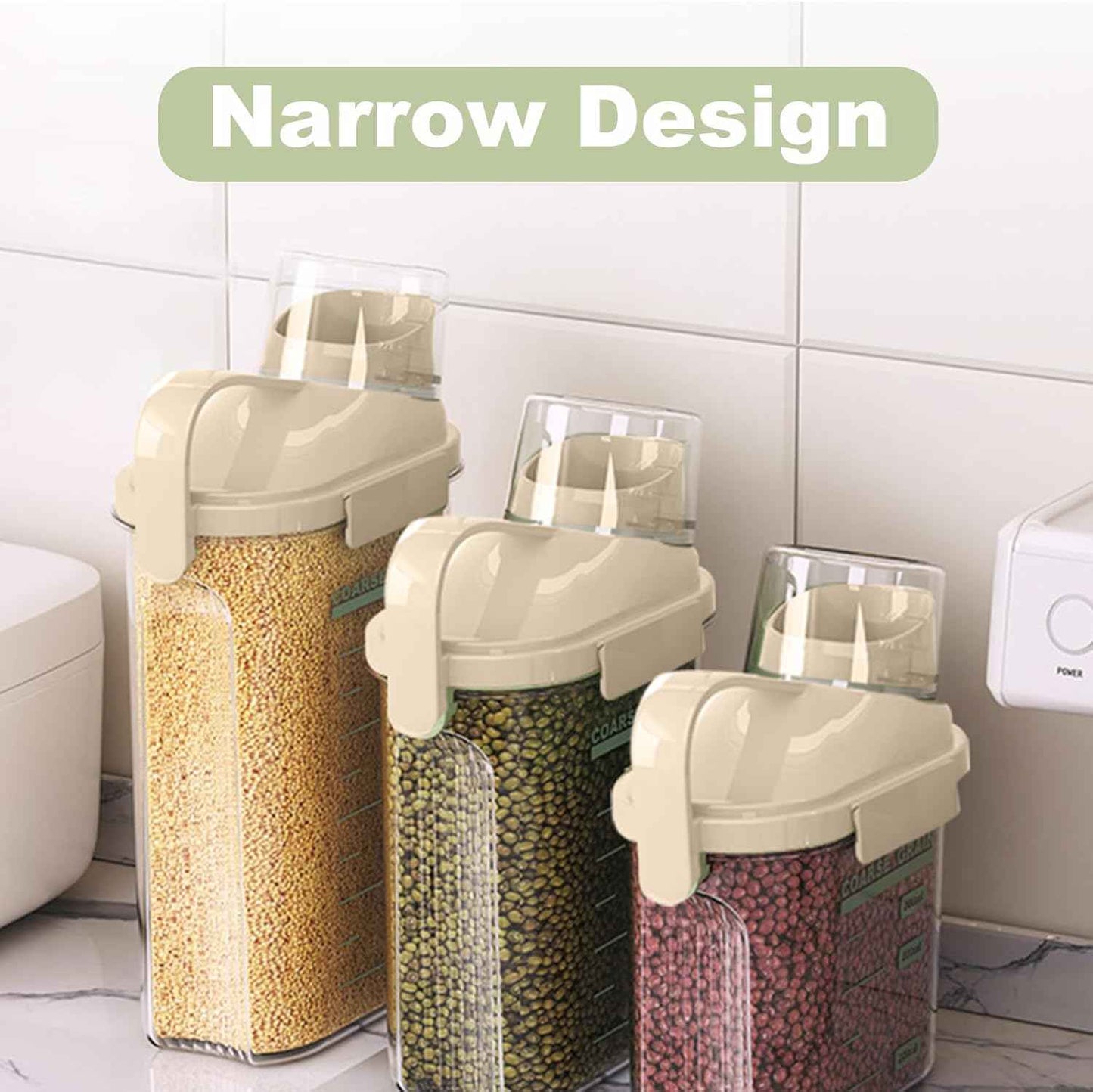 LANGMINGDE 1 Piece Cereal Containers Storage, 2.5L/85oz Rice Airtight Storage Container, BPA Free Clear Plastic Cereal Dry Food Flour Bin, Dog Cat Food Dispenser with Measuring Cup, for Kitchen Pantry