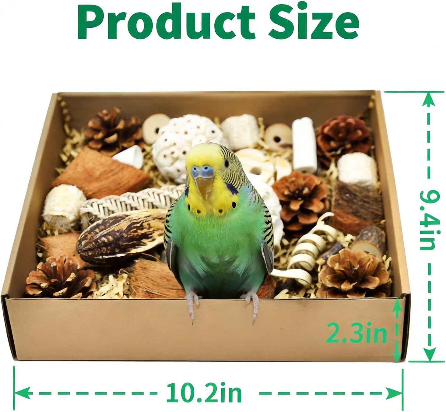 Bird Parrot Toy, Natural Bird Foraging Toy, Suitable for Cockatiels, Lovebirds, budgerigars, Small to Medium-Sized Birds (Large Size)
