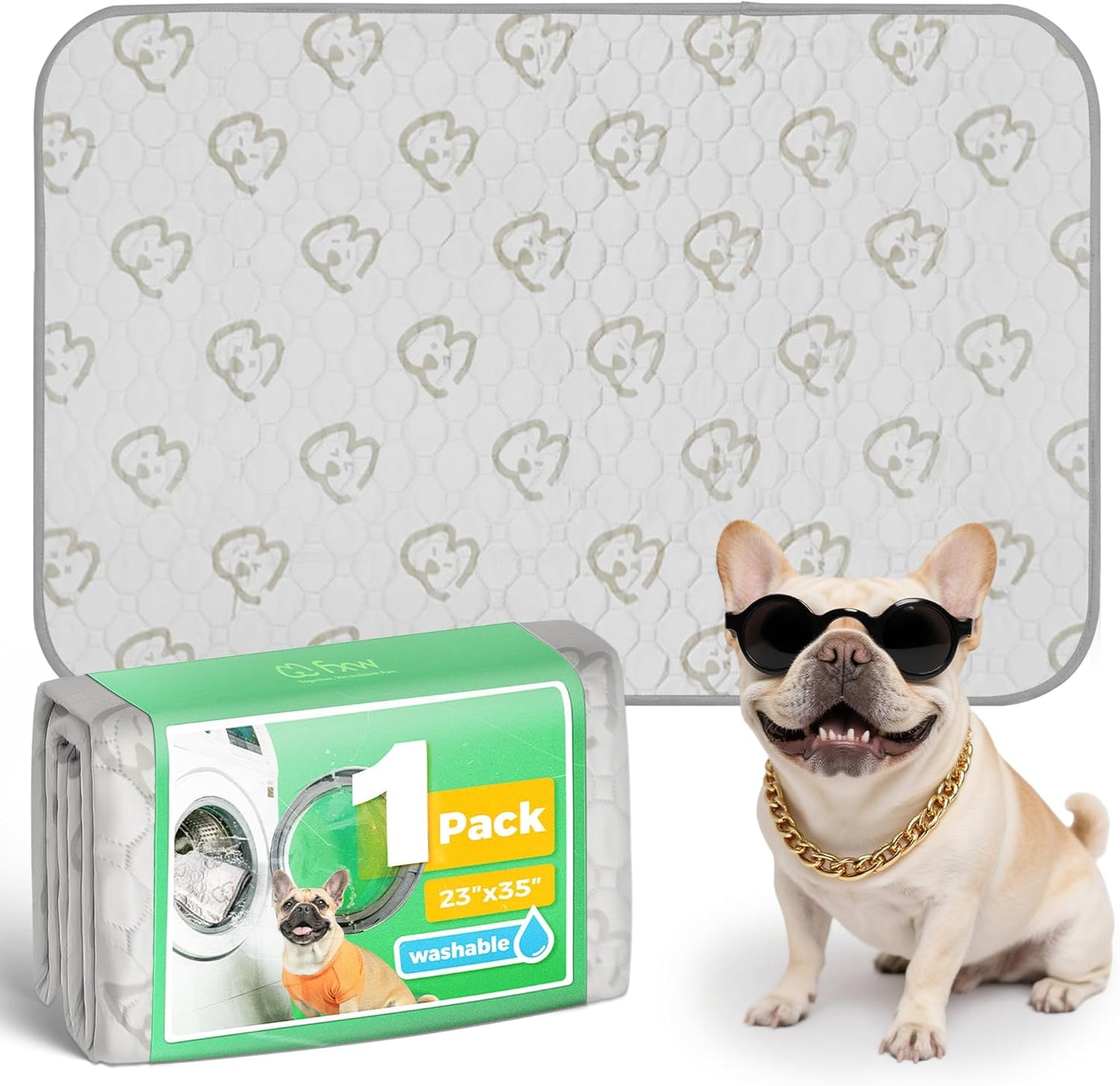 FXW Washable Pee Pads for Dogs, Puppy Pads with Super Absorbent, Specifically Designed for 36inch Cages, 35" × 23" Rectangle, Khaki, 1 Pack
