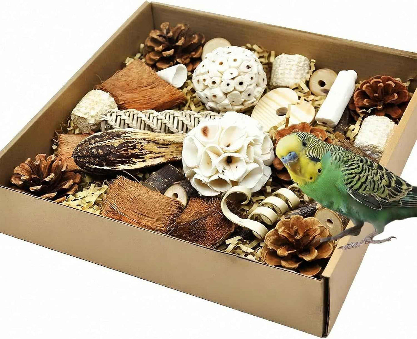 Bird Parrot Toy, Natural Bird Foraging Toy, Suitable for Cockatiels, Lovebirds, budgerigars, Small to Medium-Sized Birds (Large Size)