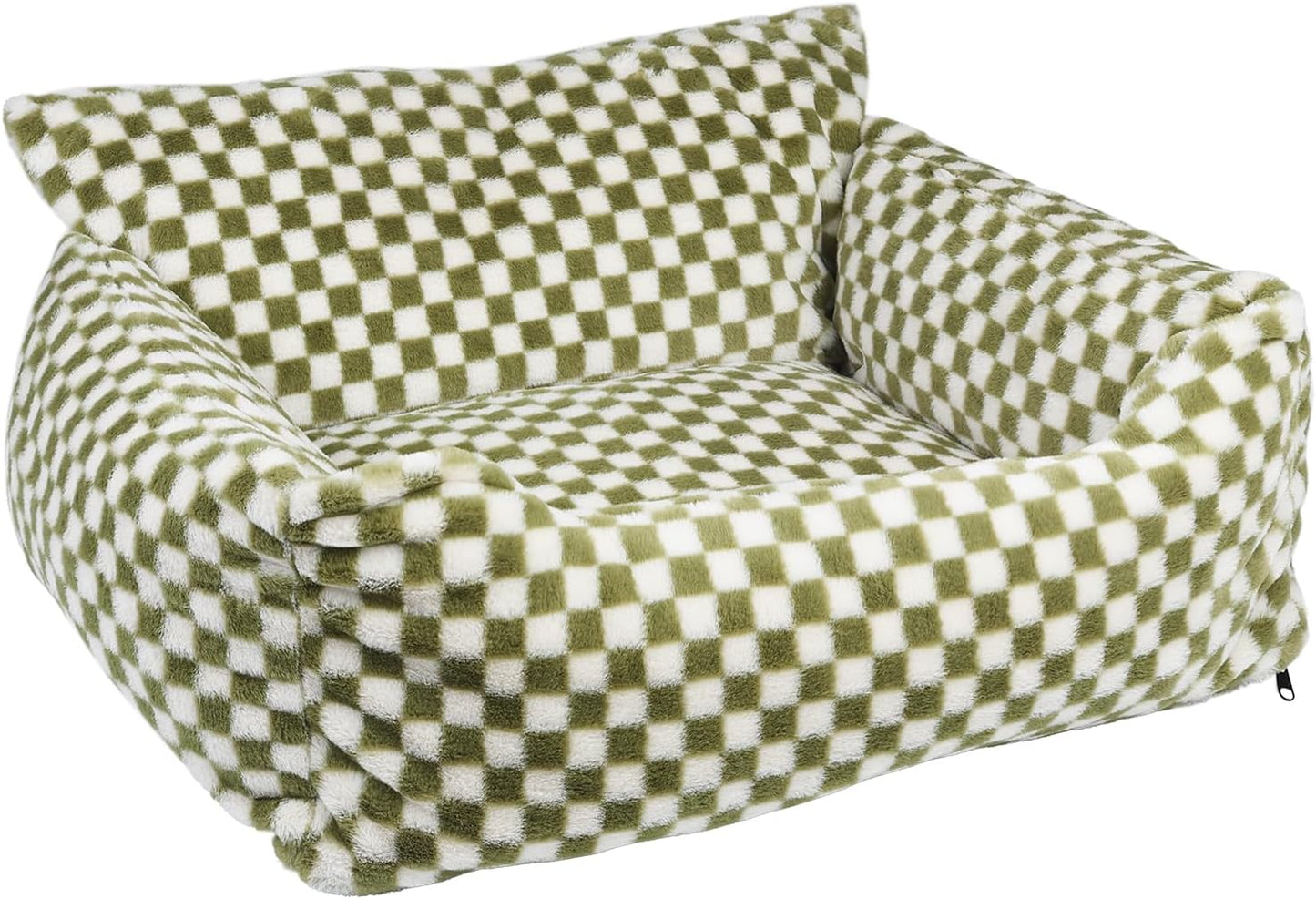Dog Beds for Small Medium Dogs, Washable Soft Fleece Dog Bed with Removable Cover, Puppy Sofa Bed with Anti-Slip Bottom, Pet Sleeping Bed for Indoor Cats & Dogs Under 23 lbs (Grid Breen)