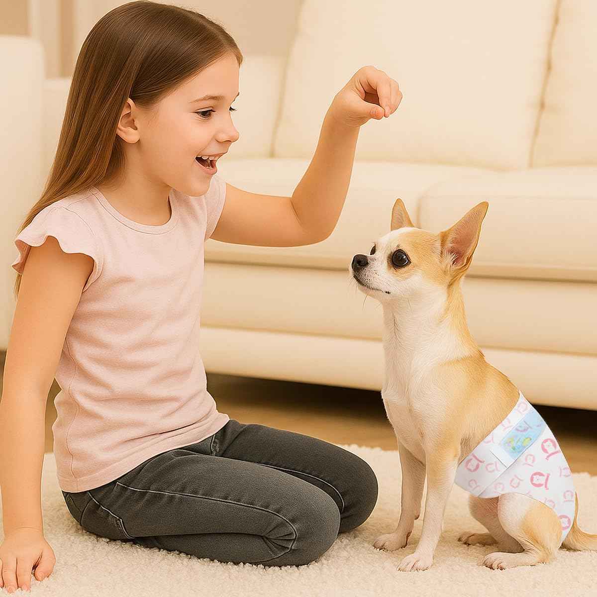 90 Count Disposable Dog Diapers Female, Super Absorbent Pink Puppy Doggie Diapers for Small Female Dogs Urination or Incontinence (Waist 10-16.5 in S)