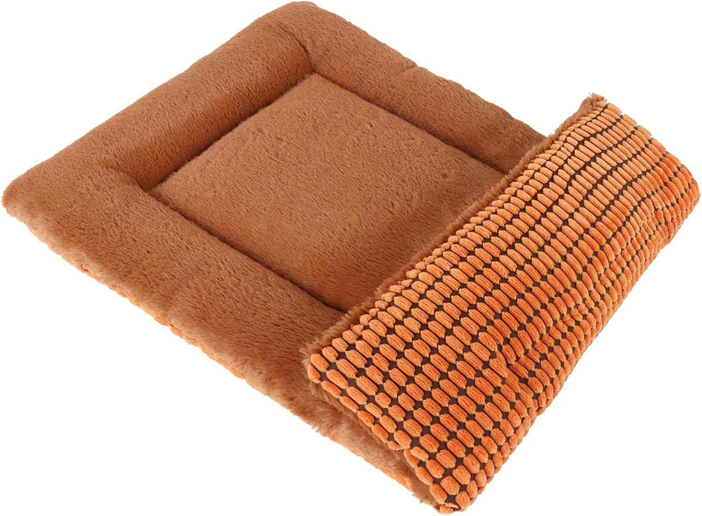 Reversible Dog Bed Mat with Plush and Corn Velvet,Soft Warm Pet Cushion, Dual Purpose Washable Sleeping Mattress Bed for Small Medium Large Dog and Cat XB004 (42"x28", Orange)