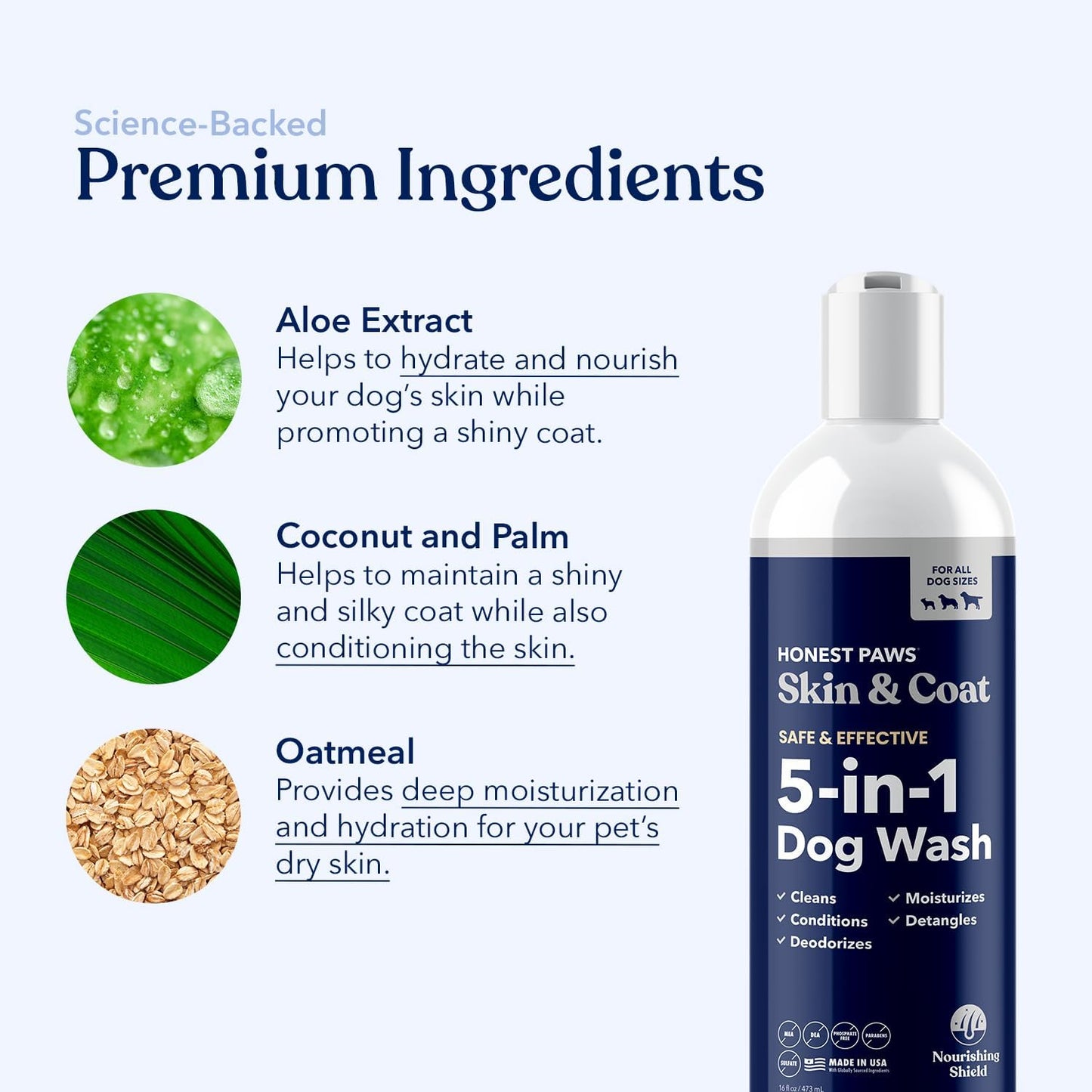 Honest Paws Dog Shampoo and Conditioner - Premium Dog Wash for Allergies and Dry, Itchy, Moisturizing for Sensitive Skin - Sulfate Free, Plant Based, All Natural -16 Fl Oz