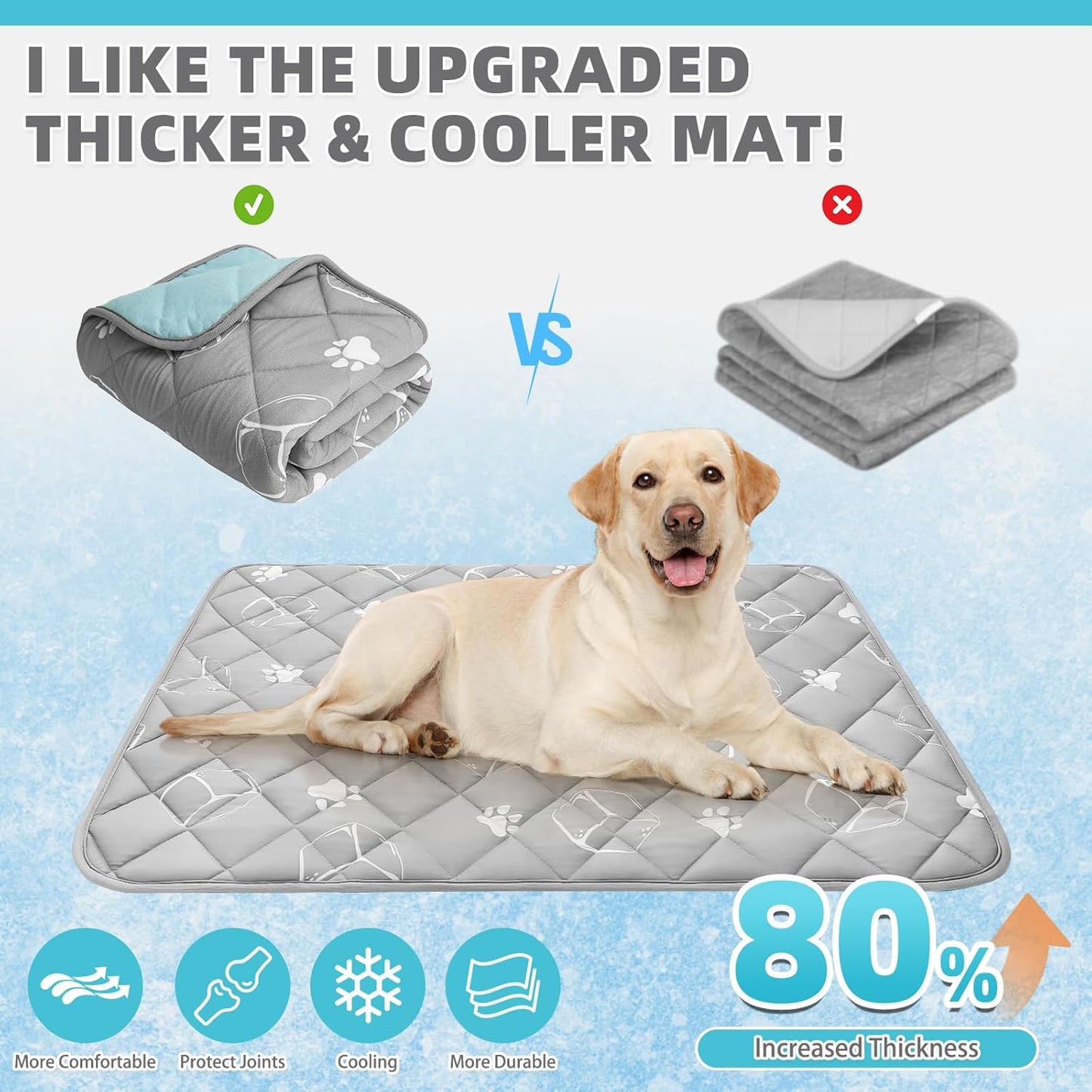 KOOLTAIL Dog Cooling Mat, 35''*23'' Upgraded Endothermic Color Changing Arc-Chill Cooling Fiber for Summer, Non Slip Sleeping Blanket Pet Pads, Washable Non-Toxic Mats for Bed Floor Soft Crate
